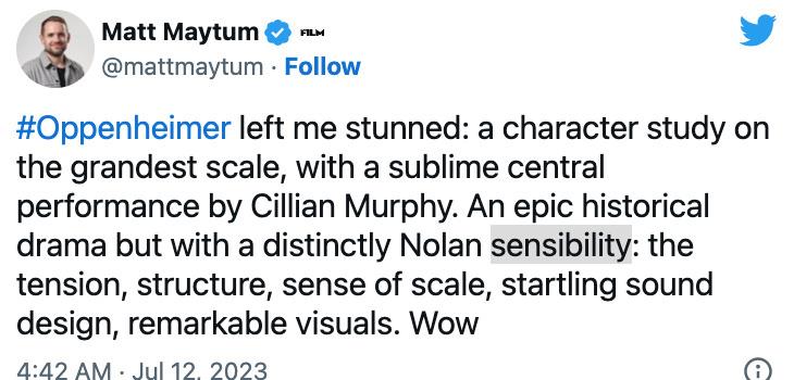 盛赞不绝！诺兰新片《奥本海默》首波口碑曝光(图4)