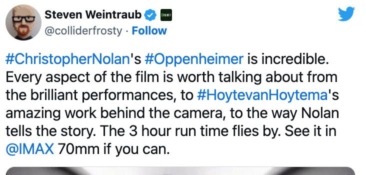 盛赞不绝！诺兰新片《奥本海默》首波口碑曝光(图6)